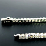 Moisssanite Stone Sterling Silver Unisex Tennis Bracelet 3mm Width 7Inch Length-silver color