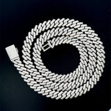 Moissanite Stone D Color Unisex Cuban Chain 12mm Width 20Inch Length-silver color