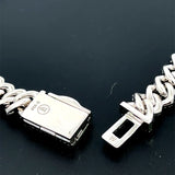 Moissanite Stone D Color Unisex Cuban Chain 12mm Width 20Inch Length-silver color