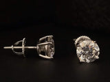 MEM-23, Sterling Silver Moissanite Stud Earrings 4mm(0.3CT) Round Gold Color or Silver Color