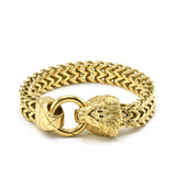 SBM-530, Men Stainless Steel 1 Lion Head Bracelet- Width-12mm, Length-8.5'', 6mm thick
