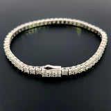 Moissanite Stone Sterling Silver Unisex Tennis Bracelet 3mm Width 8 Inch Length-silver color