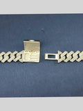 Moissanite Stone D Color Unisex Cuban Bracelet 10mm Width 7.5 Inch Length-silver color