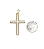 STPM-358, Men S925 Sterling Silver Icy Bling Bling Cross Pendant- gold or silver color