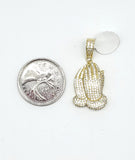 STPM-50, Men and Women S925 Sterling Silver Icy Bling Bling Pray Hand Pendant-Gold or Silver color