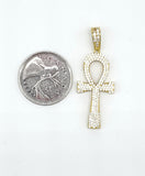 STPM*134, Men and Women S925 Sterling Silver Icy Bling Bling Ankh Pendant-gold or silver color