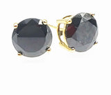 STEM-RD, Sterling Silver Stud Earrings Push Back-6mm Width Round Gold or Silver Black