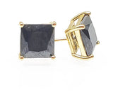 STEM-SQ, Sterling Silver Stud Earrings Push Back-6mm Width Square Gold or Silver Black