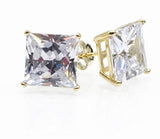 STEM-SQ- Sterling Silver Stud Earrings Push Back- 10mm Width Square Gold or Silver White