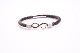 LBM-427,Stainless Steel Infinity Clasp Leather Bracelet-gold or silver color, Width-6mm,Length-8.25''