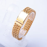 SBM-140,Men Stainless Steel Franco Chain Bracelet Gold Color-13mm or 18mm width, 8.5 inches length, 4mm or 5mm thick