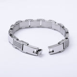 SBM-297, Men Stainless Steel Fancy Bracelet Silver color 11mm width, Length 9''