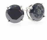 STEM-RD, Sterling Silver Stud Earrings Push Back-7mm Width Round Gold or Silver Black
