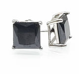 STEM-SQ, Sterling Silver Stud Earrings Push Back-6mm Width Square Gold or Silver Black