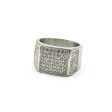 SRM-244,Stainless Steel Hit Hop Bling Bling Ring-Gold or Silver Color, 14mmx15mm, 2mm Thick