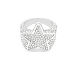 SRM-352, Stainless Steel Hit Hop Star Ring-Gold or Silver color, 22mm X 22mm, 4mm Thick