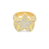 SRM-352, Stainless Steel Hit Hop Star Ring-Gold or Silver color, 22mm X 22mm, 4mm Thick