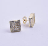 STEM-210, Men 925 Sterling Silver Push Back Stud Earrings-11mm Gold or Silver color