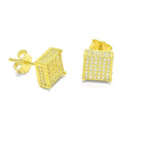 STEM-29, Men 925 Sterling Silver Push Back Stud Earrings- 6MM Square Black Color