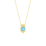 STNW-158, Women 925 Sterling Silver Opal Owl Pendant Necklace-silver color