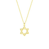 STNW-345, Sterling Silver David Star Pendant Necklace-silver color