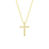 STNW-414, Sterling Silver Icy Cross Pendant Necklace-gold or silver color