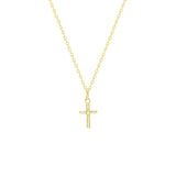 STNW-415, Sterling Silver Tiny Cross Pendant Necklace gold or silver color