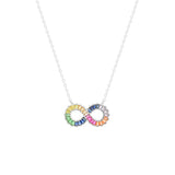 STNW-449, 925 Sterling Silver Infinity Rainbow Color Necklace- gold or silver color