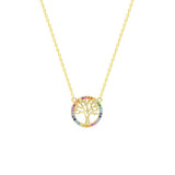 STNW-450, 925 Sterling Silver Family tree of Rainbow- gold or silver color