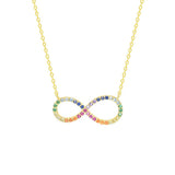 STNW-452, 925 Sterling Silver Infinity Necklace Rainbow color