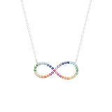 STNW-452, 925 Sterling Silver Infinity Necklace Rainbow color