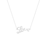 STNW-46, Sterling Silver "Love" Pendant Necklace - gold or silver color