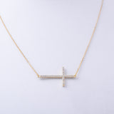 STNW-294, Women Sterling Silver Icy Out Cross Pendant Necklace-gold or silver color