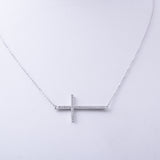 STNW-294, Women Sterling Silver Icy Out Cross Pendant Necklace-gold or silver color