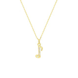 STNW-545, Sterling Silver Music Eighth Note Pendant Necklace- gold color