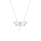 STNW-724, Sterling Silver Dragonfly Necklace silver color
