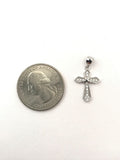 STPW-74, Tiny Women S925 Sterling Silver Icy Bling Bling Cross Pendant-Silver color