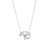 STNW-466, 925 Sterling Silver Tree of Children Swing Rainbow color- gold or silver color