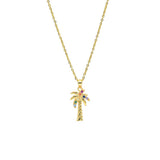 STNW-473, 925 Sterling Silver Palm Palm Tree Pendant Necklace-silver color