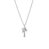 STNW-473, 925 Sterling Silver Palm Palm Tree Pendant Necklace-silver color